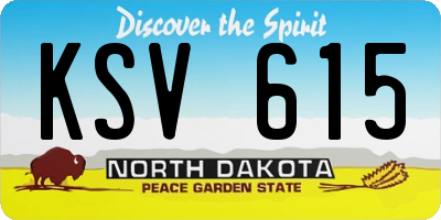 ND license plate KSV615