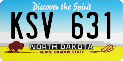 ND license plate KSV631