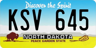 ND license plate KSV645