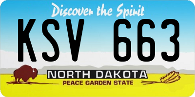 ND license plate KSV663