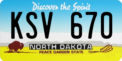 ND license plate KSV670