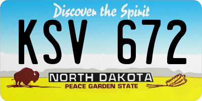 ND license plate KSV672