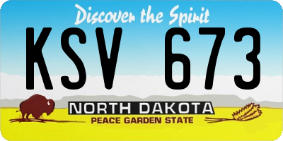 ND license plate KSV673