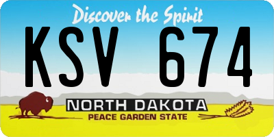 ND license plate KSV674