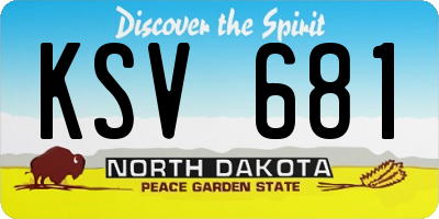 ND license plate KSV681