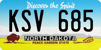 ND license plate KSV685