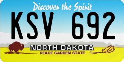 ND license plate KSV692