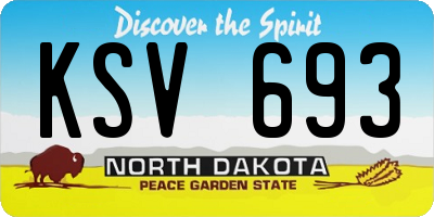 ND license plate KSV693