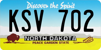 ND license plate KSV702