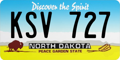 ND license plate KSV727