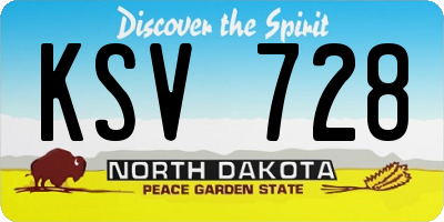 ND license plate KSV728