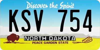 ND license plate KSV754