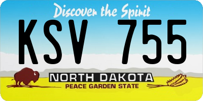 ND license plate KSV755