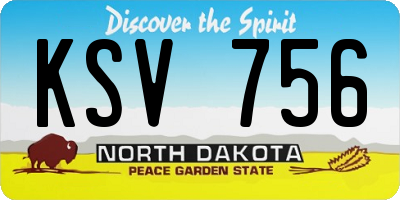 ND license plate KSV756