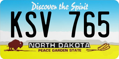 ND license plate KSV765