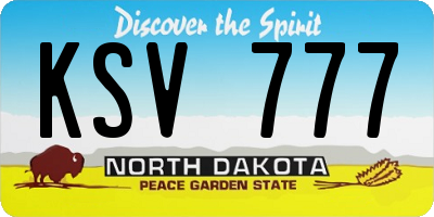 ND license plate KSV777