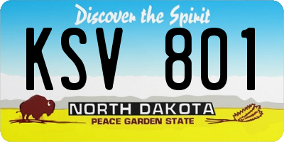 ND license plate KSV801