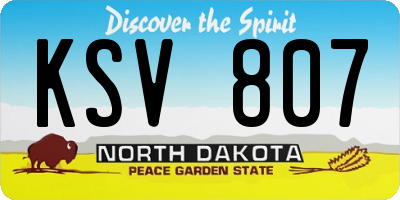 ND license plate KSV807
