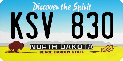 ND license plate KSV830