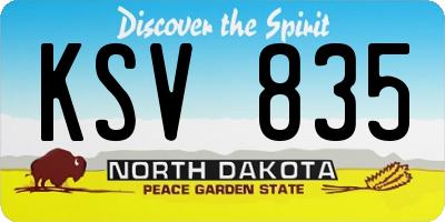 ND license plate KSV835