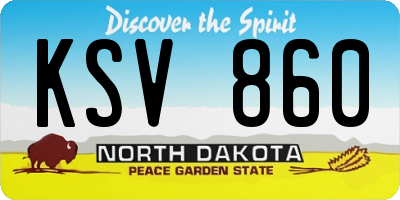 ND license plate KSV860
