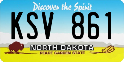 ND license plate KSV861