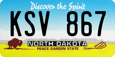 ND license plate KSV867
