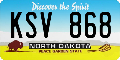 ND license plate KSV868
