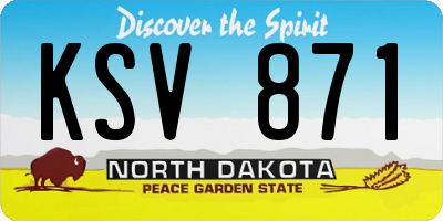 ND license plate KSV871