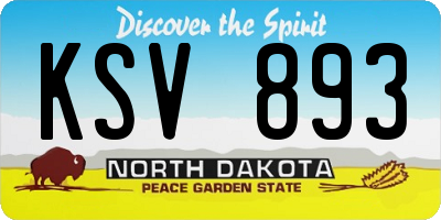 ND license plate KSV893