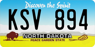 ND license plate KSV894