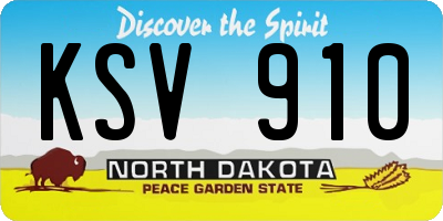 ND license plate KSV910