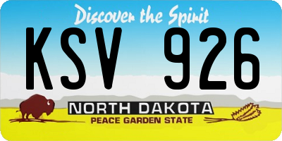 ND license plate KSV926