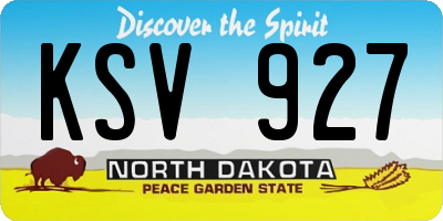 ND license plate KSV927