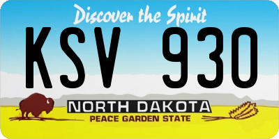 ND license plate KSV930