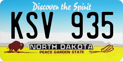 ND license plate KSV935