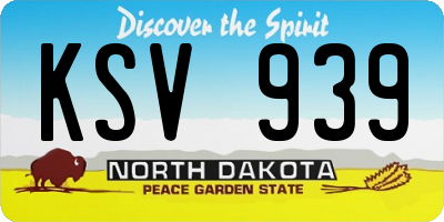 ND license plate KSV939