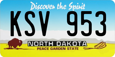 ND license plate KSV953