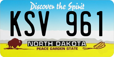 ND license plate KSV961