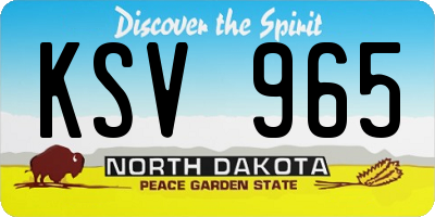 ND license plate KSV965