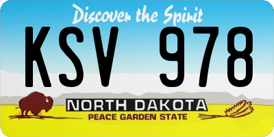 ND license plate KSV978