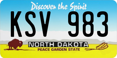 ND license plate KSV983