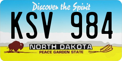 ND license plate KSV984