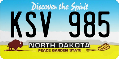 ND license plate KSV985