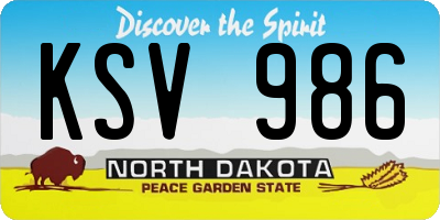 ND license plate KSV986