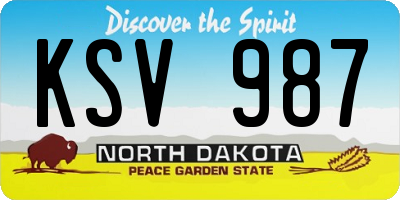 ND license plate KSV987