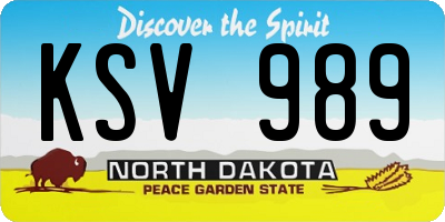 ND license plate KSV989