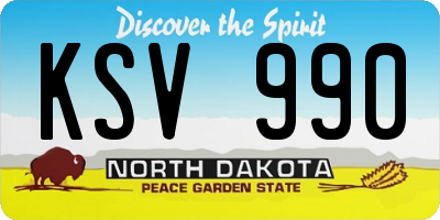ND license plate KSV990