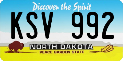 ND license plate KSV992