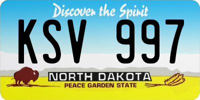 ND license plate KSV997